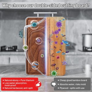 Titanium Cutting Boards For Kitchen,Ebony Wood Cutting Board,Double Sided Metal Chopping Board With Handle And Juice Groove, Idea Kitchen Appliances For Meat And Charcuterie