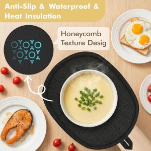 2Pack Silicone Pot Holders and Oven Mitts for Kitchen Heat Protection, Rated Hot Pads with Non-Slip Grip, Flexible, Thick Heat Resistant Mitts, Dishwasher Safe & Easy Storage(Black)