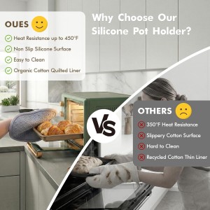 2Pack Silicone Pot Holders and Oven Mitts for Kitchen Heat Protection, Rated Hot Pads with Non-Slip Grip, Flexible, Thick Heat Resistant Mitts, Dishwasher Safe & Easy Storage(Black)