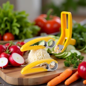 2Pcs Yellow Food Manual Slicer, Stainless Steel Food Slicer, Banana Strawberry Cucumber Carrot Egg Vegetable Fruit Multifunctional Slicer, Handheld Portable Small Food Slicer Mandolines and Slicers