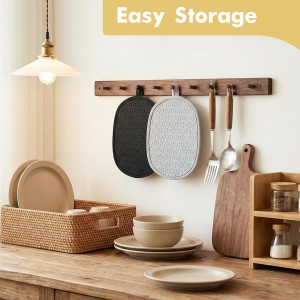 2Pack Heat-Resistant Silicone Pot Holders & Oven Mitts Set, Kitchen Hot Pads for Hands and Pots, Non-Slip Grip & Dishwasher Safe, Kitchen Accessories for Baking, Cooking, Grilling(Grey)