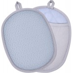 2Pack Heat-Resistant Silicone Pot Holders & Oven Mitts Set, Kitchen Hot Pads for Hands and Pots, Non-Slip Grip & Dishwasher Safe, Kitchen Accessories for Baking, Cooking, Grilling(Grey)