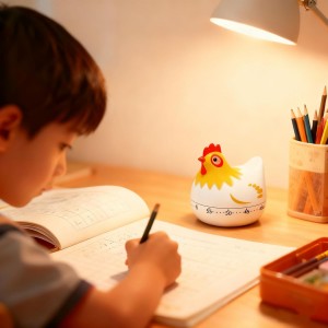 TMYSOOR Cute Chicken-Shaped Kitchen Timer - 60-Minute Manual Wind-Up Countdown Timer for Cooking, Baking, Classroom, Study, Home Use (White)