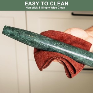 French Marble French Rolling Pin with Wooden Resting Base, 15 inch Kitchen Baking Tool for Baking with Non-Stick Surface, Ideal as a Dough Roller for Pie Crust, Cookie, Pasta