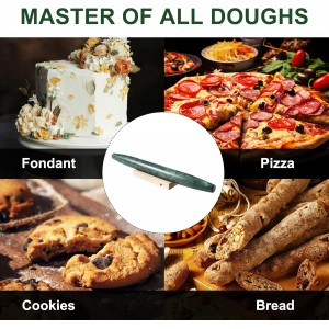 French Marble French Rolling Pin with Wooden Resting Base, 15 inch Kitchen Baking Tool for Baking with Non-Stick Surface, Ideal as a Dough Roller for Pie Crust, Cookie, Pasta