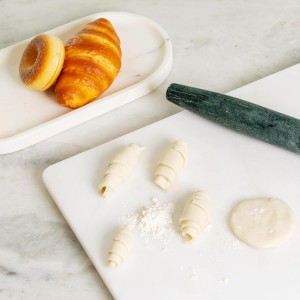 French Marble French Rolling Pin with Wooden Resting Base, 15 inch Kitchen Baking Tool for Baking with Non-Stick Surface, Ideal as a Dough Roller for Pie Crust, Cookie, Pasta