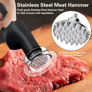 Electric Meat Tenderizer, Handheld Cordless Electric Heavy Duty Meat Tenderizer Hammer, 37 Stainless Steel Sharp Needles Kitchen Tenderizer for Steak, Beef, Chicken Chops, Pork Chops