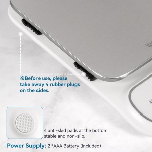 BOMATA Waterproof IPX6 Kitchen Scale, 0.1 g/0.01 oz High Precision, 5 kg/11 lbs, Digital Scale with Backlight, Stainless Steel Weighing Platform, for Food, Cooking, Baking, Weight Loss.. B619, White