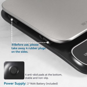 BOMATA Waterproof IPX6 Kitchen Scale, 0.1 g/0.01 oz High Precision, 5 kg/11 lbs, Digital Scale with Backlight, Stainless Steel Weighing Platform, for Food, Cooking, Baking, Weight Loss.. B619, Grey