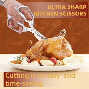 Professional Kitchen Scissors - Heavy Duty Stainless Steel Shears for Poultry, Meat, Fish | Dishwasher Safe, All-Metal Construction with Ergonomic Handle