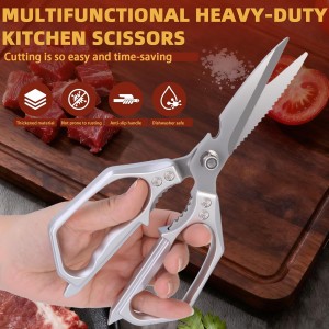 Professional Kitchen Scissors - Heavy Duty Stainless Steel Shears for Poultry, Meat, Fish | Dishwasher Safe, All-Metal Construction with Ergonomic Handle