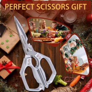Professional Kitchen Scissors - Heavy Duty Stainless Steel Shears for Poultry, Meat, Fish | Dishwasher Safe, All-Metal Construction with Ergonomic Handle