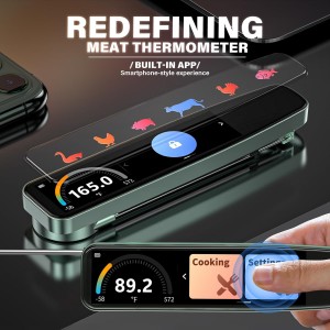 0.5s Instant Read Smart Meat Thermometer Digital, 3.8″ HD Touchscreen with Temp-OS, Professional Kitchen Food Thermometer for Cooking, Grill, BBQ | ±0.5°F, −58–572°F, IP68, USB-C Rechargeable