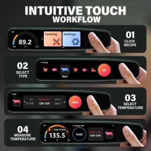 0.5s Instant Read Smart Meat Thermometer Digital, 3.8″ HD Touchscreen with Temp-OS, Professional Kitchen Food Thermometer for Cooking, Grill, BBQ | ±0.5°F, −58–572°F, IP68, USB-C Rechargeable