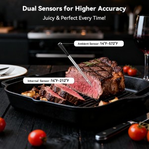 Smart Wireless Meat Thermometer Digital, 2 Probes, Advanced Bluetooth Food Thermometer for Cooking, IP67, Real-Time Monitoring & Smart Alerts with APP for BBQ, Grill, Oven, Smoker, Kitchen Gifts
