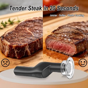 YOTAN Electric Meat Tenderizer for Steak, 3 Speed Powerful Motor, Tenderizes Tough Meat in Seconds, Stainless Steel Tender Head, Safe One-Press Design, Easy to Clean, for Beef Pork Chicken BBQ