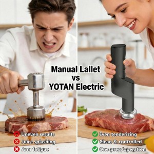 YOTAN Electric Meat Tenderizer for Steak, 3 Speed Powerful Motor, Tenderizes Tough Meat in Seconds, Stainless Steel Tender Head, Safe One-Press Design, Easy to Clean, for Beef Pork Chicken BBQ