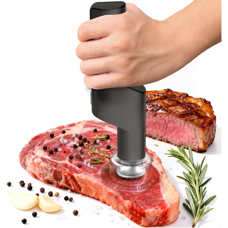 YOTAN Electric Meat Tenderizer for Steak, 3 Speed Powerful Motor, Tenderizes Tough Meat in Seconds, Stainless Steel Tender Head, Safe One-Press Design, Easy to Clean, for Beef Pork Chicken BBQ