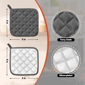 5 Pack Pot Holders for Kitchen Heavy Duty Hot Pads, Hot Pads for Kitchen,8 Inch Square Potholders for Cooking, Baking & Grilling (Blue)