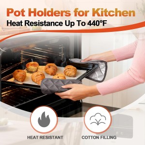 5 Pack Pot Holders for Kitchen Heavy Duty Hot Pads, Hot Pads for Kitchen,8 Inch Square Potholders for Cooking, Baking & Grilling (Blue)