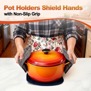 5 Pack Pot Holders for Kitchen Heavy Duty Hot Pads, Hot Pads for Kitchen,8 Inch Square Potholders for Cooking, Baking & Grilling (Blue)