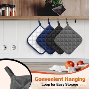 5 Pack Pot Holders for Kitchen Heavy Duty Hot Pads, Hot Pads for Kitchen,8 Inch Square Potholders for Cooking, Baking & Grilling (Blue)