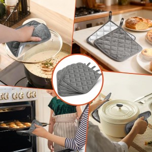 5 Pack Pot Holders for Kitchen Heavy Duty Hot Pads, Hot Pads for Kitchen,8 Inch Square Potholders for Cooking, Baking & Grilling (Blue)