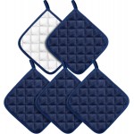 5 Pack Pot Holders for Kitchen Heavy Duty Hot Pads, Hot Pads for Kitchen,8 Inch Square Potholders for Cooking, Baking & Grilling (Blue)