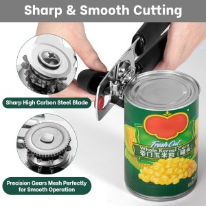 Beneno Can Opener, Heavy Duty Manual Can Opener with Magnet Lid Lifter & Bottle Opener, Hand Can Opener Manual with Ergonomic Soft Grip, Easy Turn Knob for Arthritis & Weak Hands, Easy to Use, Black