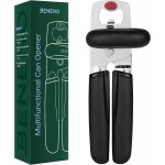 Beneno Can Opener, Heavy Duty Manual Can Opener with Magnet Lid Lifter & Bottle Opener, Hand Can Opener Manual with Ergonomic Soft Grip, Easy Turn Knob for Arthritis & Weak Hands, Easy to Use, Black