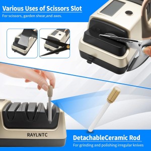 Professional 5-in-1 Electric Knife Sharpener with LCD Display,Scissor Sharpener with 3-Speed & 100% Diamond Abrasives - Precision Angle Guides for Straight, Serrated, Cleaver & Kitchen Scissors