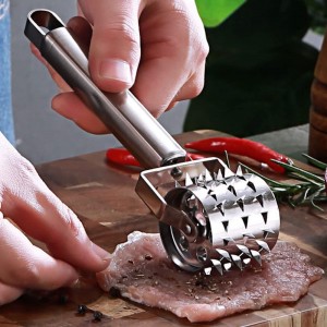Stainless Steel Meat Tenderizers Roller, Rolling Meat Tenderizer with Ultra Sharp Needle Blades, Meat Rolling Hammer Meat Tenderizer for Kitchen Cooking Meat Tenderizing Steak, Beef, Chicken & Pork