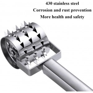 Stainless Steel Meat Tenderizers Roller, Rolling Meat Tenderizer with Ultra Sharp Needle Blades, Meat Rolling Hammer Meat Tenderizer for Kitchen Cooking Meat Tenderizing Steak, Beef, Chicken & Pork