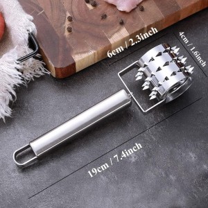 Stainless Steel Meat Tenderizers Roller, Rolling Meat Tenderizer with Ultra Sharp Needle Blades, Meat Rolling Hammer Meat Tenderizer for Kitchen Cooking Meat Tenderizing Steak, Beef, Chicken & Pork