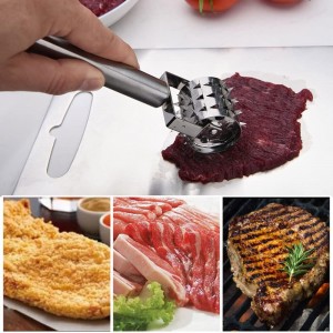 Stainless Steel Meat Tenderizers Roller, Rolling Meat Tenderizer with Ultra Sharp Needle Blades, Meat Rolling Hammer Meat Tenderizer for Kitchen Cooking Meat Tenderizing Steak, Beef, Chicken & Pork