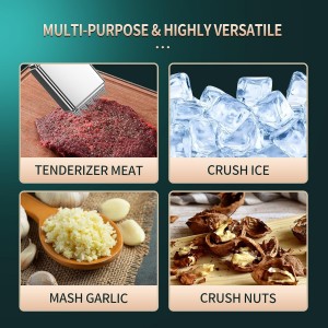 316 Stainless Steel 3in1 Meat Tenderizer Tool, BOMANSI BOMS Heavy Duty 1.52lb Meat Mallet Hammer Pounder Ideal for Tenderizing Steak, Poultry & Chicken Cutlet, Dishwasher Safe