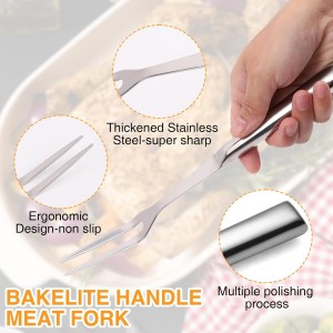 LOGJAM 3PCS Two Pronged Meat Carving Fork, Stainless Steel Grill Fork for Kitchen & Serving