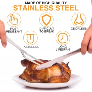 LOGJAM 3PCS Two Pronged Meat Carving Fork, Stainless Steel Grill Fork for Kitchen & Serving