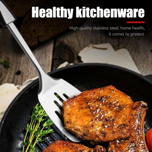 Premium Stainless Steel Kitchen Utensil Set, 8-Piece Cooking Tools with Black Ergonomic Handles, Includes Turner, Spoons, Skimmer, Whisk