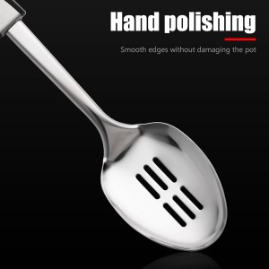 Premium Stainless Steel Kitchen Utensil Set, 8-Piece Cooking Tools with Black Ergonomic Handles, Includes Turner, Spoons, Skimmer, Whisk