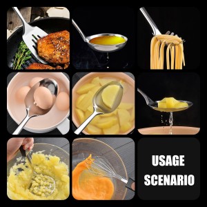 Premium Stainless Steel Kitchen Utensil Set, 8-Piece Cooking Tools with Black Ergonomic Handles, Includes Turner, Spoons, Skimmer, Whisk