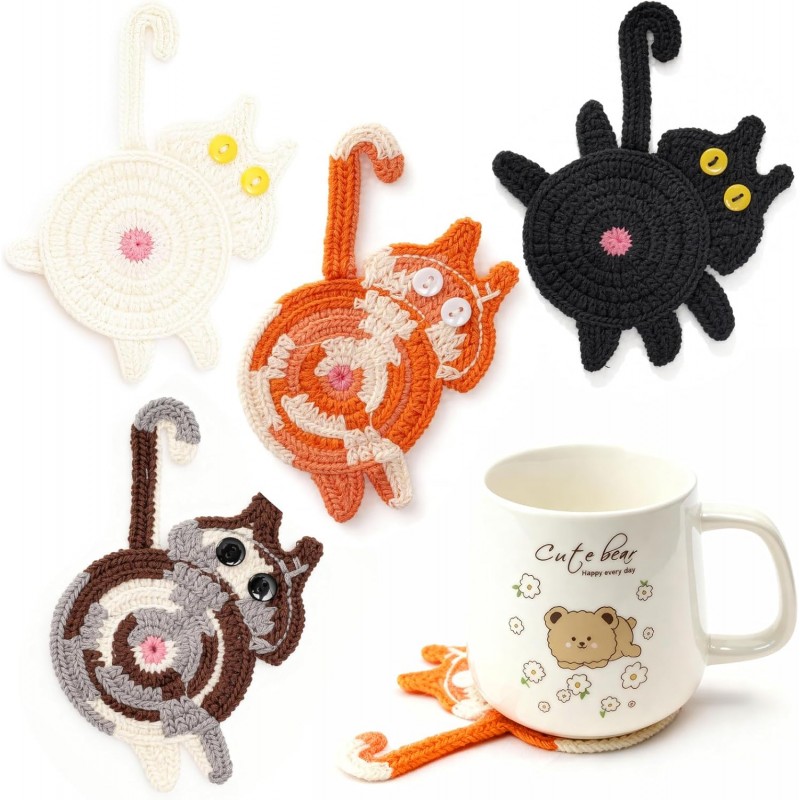 Coasters Set of 4,Stocking Stuffers for Women,Cute Coffee Coaster for Home Decor for Kinds Cups,Teen Girl Gifts Trendy Stuff,Birthday Gifts for Women,Mom,Her,Friends,Coworkers, Wife, Daughter, Sister