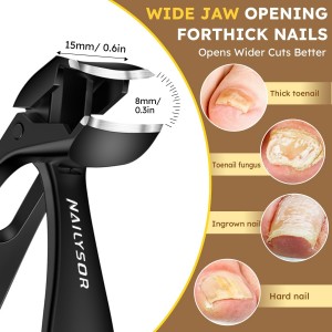 Upgrade Extended Toenail Clippers for Thick Toenails, Long Handled Nail Clippers for Seniors, Large Fingernail Clipper Angled Head with Catcher, Ergonomic Wide Opening Heavy Duty Cutter for Men Women