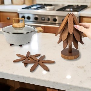 Yuoyar Trivets, Wooden Tree-Shaped sapele Wood Drink Trivets Set for Coffee Table, Kitchen Table Decor