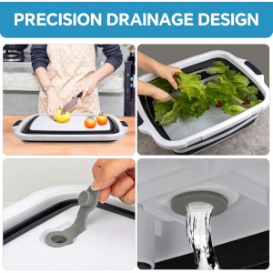 Collapsible BBQ Prep Tub for Meal Prep, Marinating,Food Storage, picnics, camping, barbecues,cutting fruits and vegetables - Includes Cutting Board and Locking Lid,(X-Large) Black