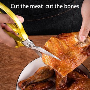 Kitchen Scissors All purpose, Have duty Stainless Steel Cooking Shears for Cutting Meat, Chicken,Poultry, Fish, Herbs, Seafood Scissors with Comfort Grip gold