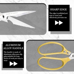 Kitchen Scissors All purpose, Have duty Stainless Steel Cooking Shears for Cutting Meat, Chicken,Poultry, Fish, Herbs, Seafood Scissors with Comfort Grip gold