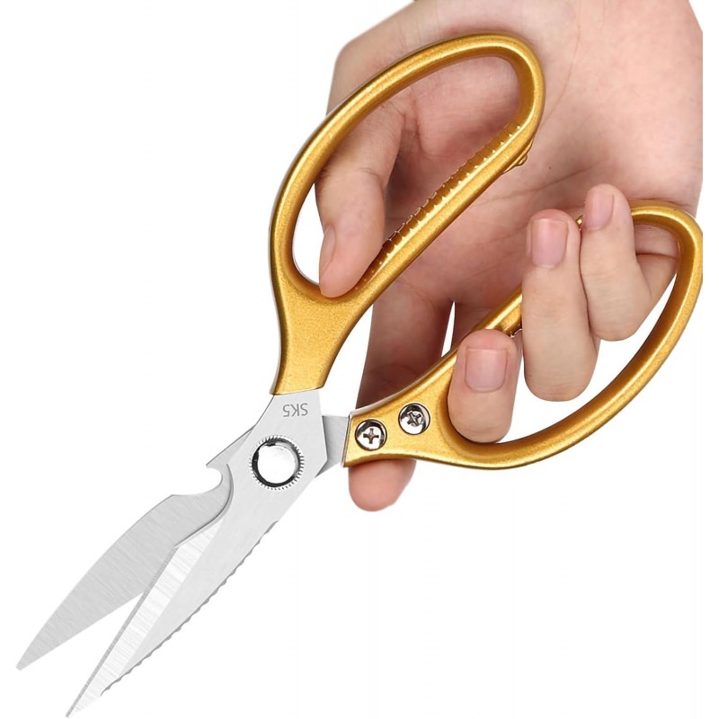 Kitchen Scissors All purpose, Have duty Stainless Steel Cooking Shears for Cutting Meat, Chicken,Poultry, Fish, Herbs, Seafood Scissors with Comfort Grip gold