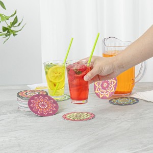 Restaurantware Super Absorbent Coasters 48 Case 4 Inch Assorted Paper Bar Coasters High-Density Pulpboard Beverage Coasters Moisture-Absorbing Durable Drink Coasters - Assorted Designs