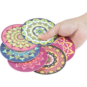 Restaurantware Super Absorbent Coasters 48 Case 4 Inch Assorted Paper Bar Coasters High-Density Pulpboard Beverage Coasters Moisture-Absorbing Durable Drink Coasters - Assorted Designs